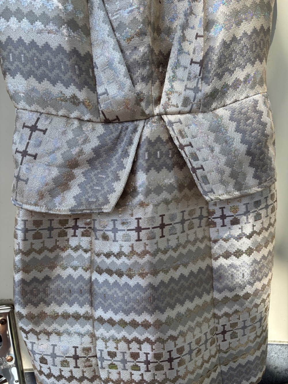 Sugarlips Silver Gray Patterned Peplum Midi Dress - Picture 8 of 8